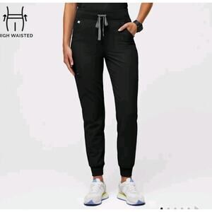 Figs Zamora High-Waisted Black Jogger Medical Scrub Pants Size Small